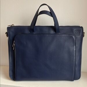 Loewe Dark Blue Leather Briefcase